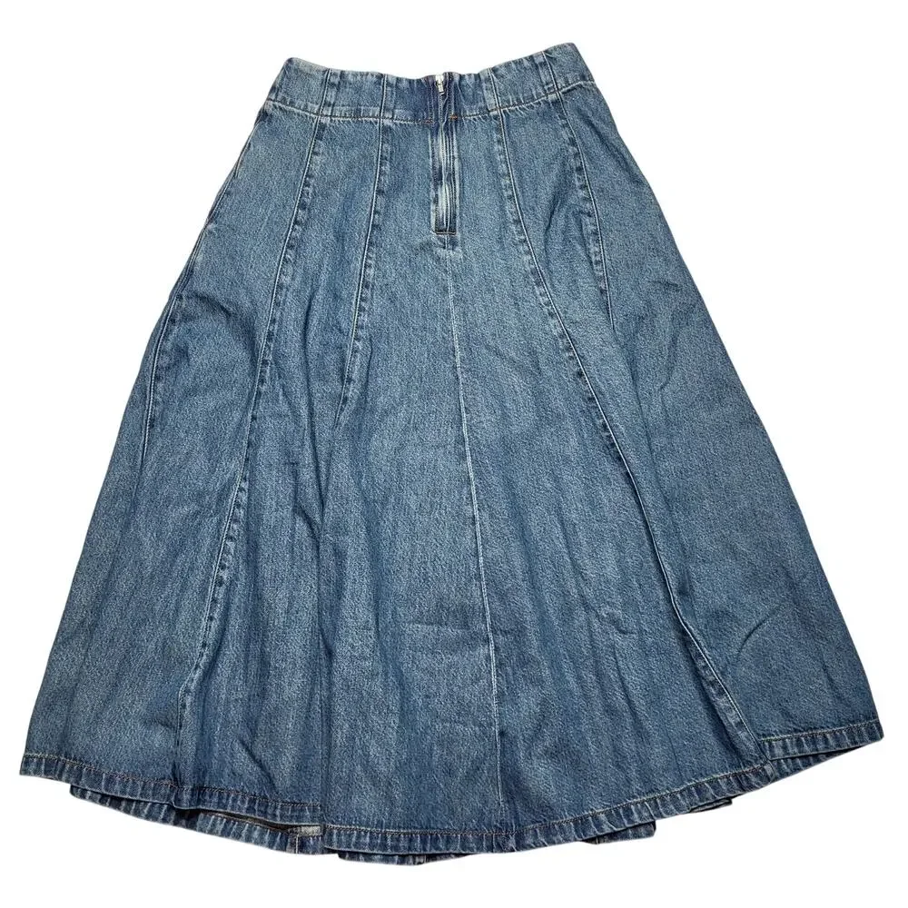Madewell Flared Airy Denim Midi Jean Circle Skirt Medium Mosby Wash Western 27 - Picture 4 of 9